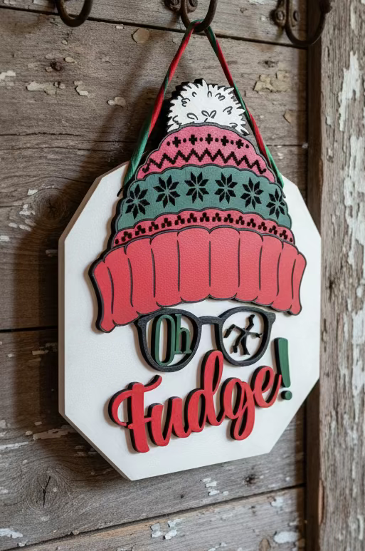 Oh Fudge rustic door hanger
