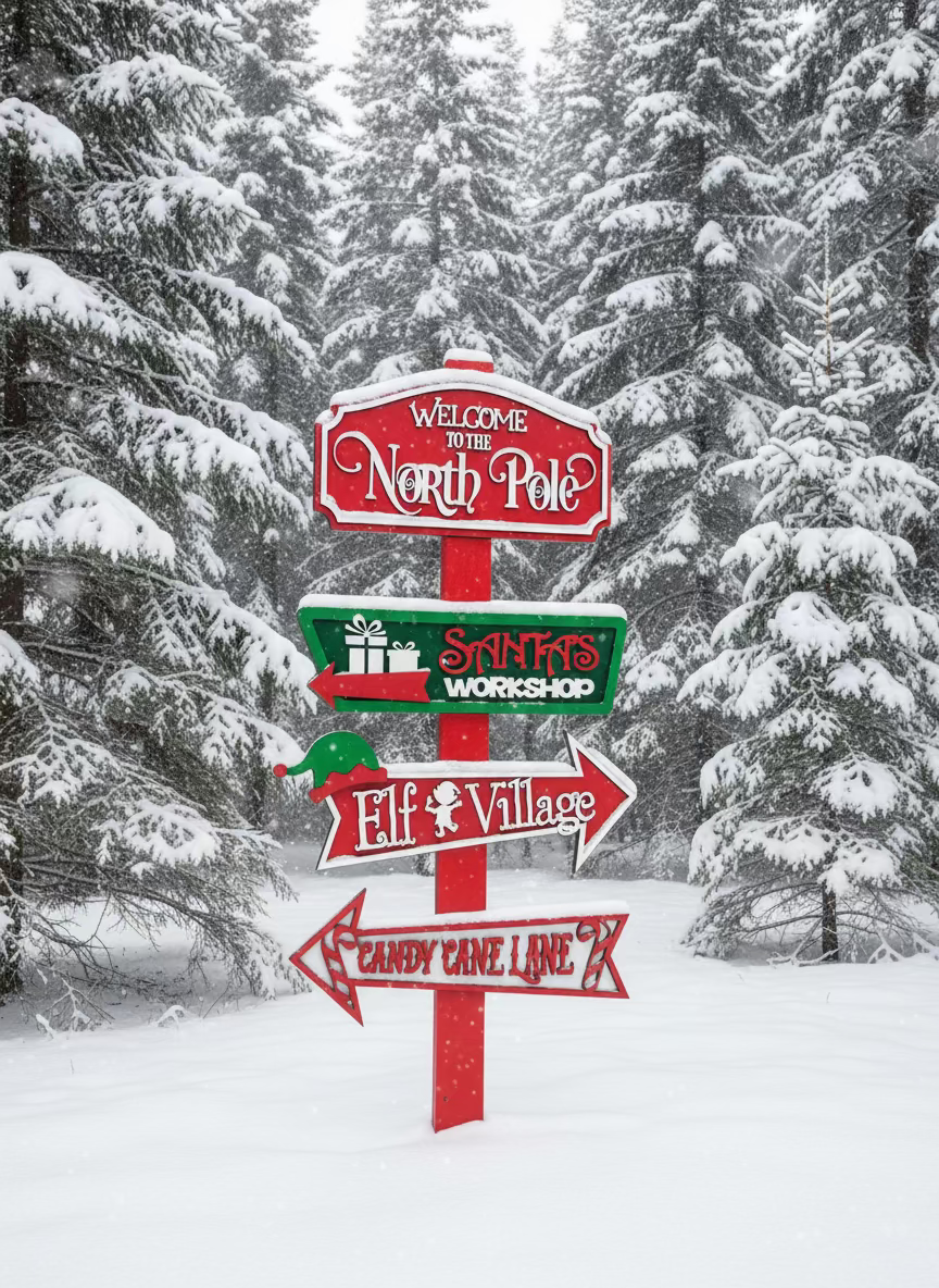54” North Pole welcome sign