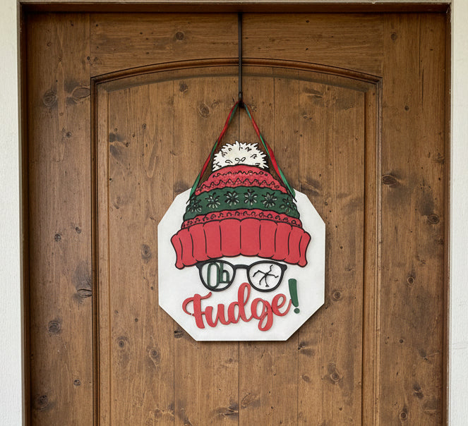Oh Fudge rustic door hanger