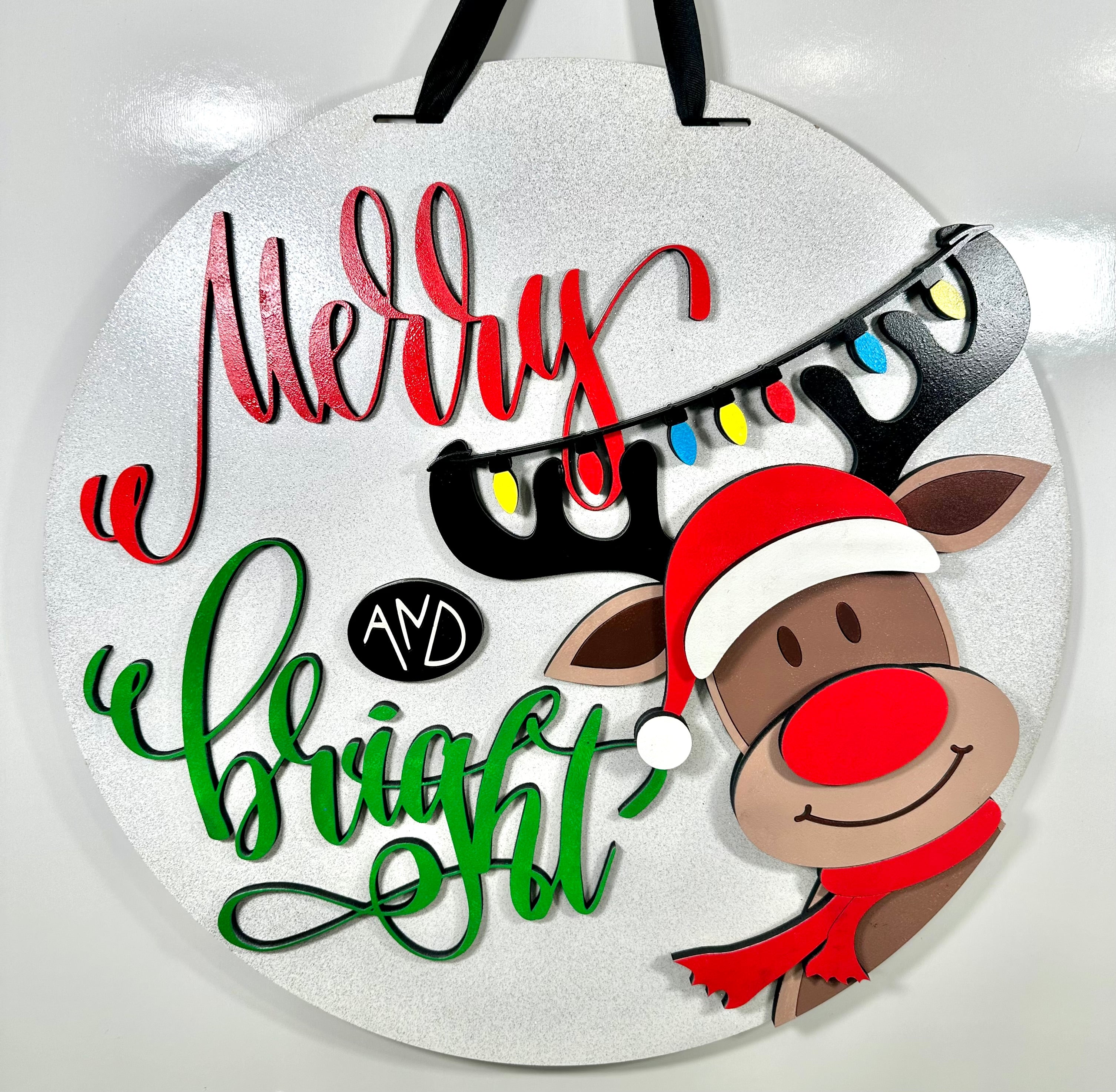Merry And Bright door hanger
