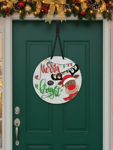 Merry And Bright door hanger