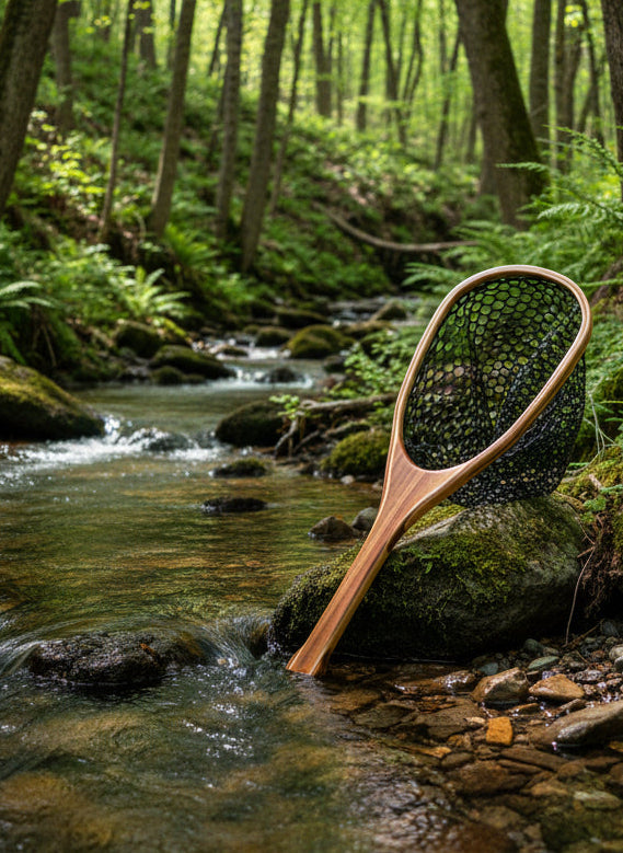 Handcrafted 12" Fly Fishing Net in Walnut and Maple